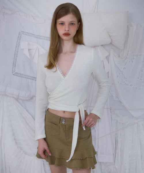 Lace Line Wrap Long Sleeve [Ivory]