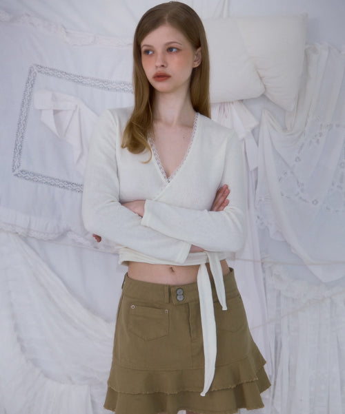 Lace Line Wrap Long Sleeve [Ivory]