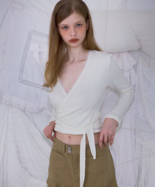 Lace Line Wrap Long Sleeve [Ivory]