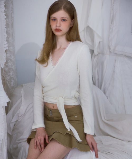 Lace Line Wrap Long Sleeve [Ivory]