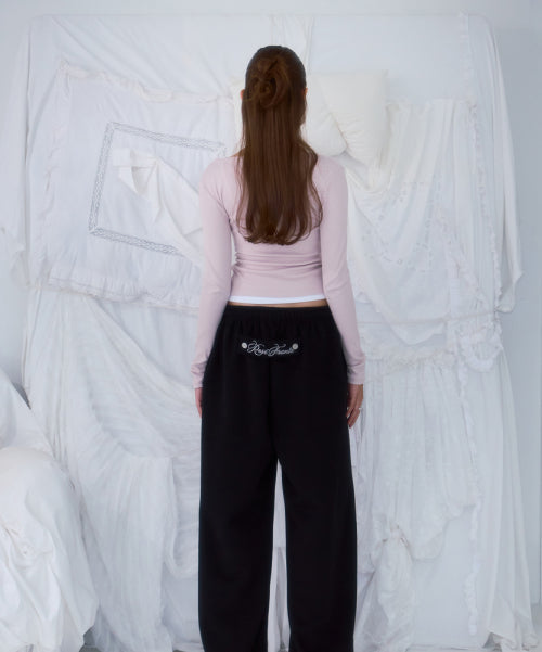 V-neck Button Long Sleeve [Pink]