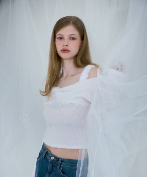 Twist Off Shoulder Long Sleeve [Ivory]