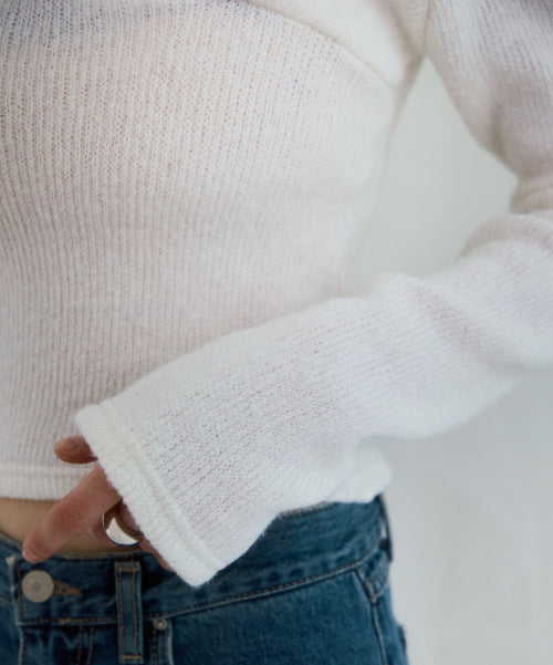 Twist Off Shoulder Long Sleeve [Ivory]