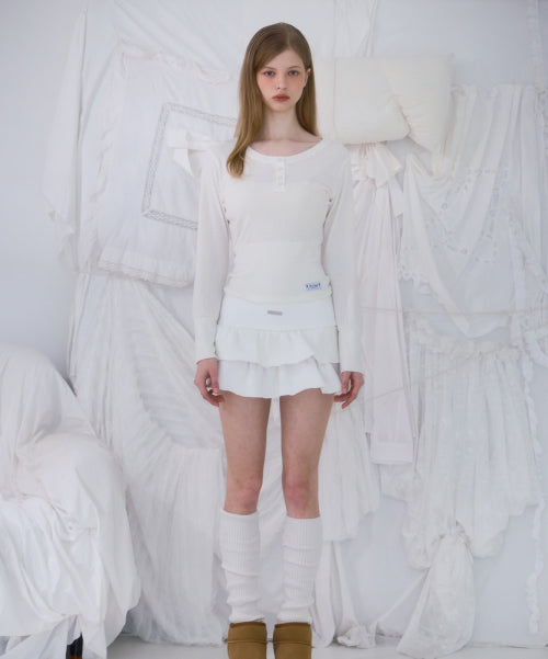 Eyelet Henley-neck Long Sleeve [Ivory]