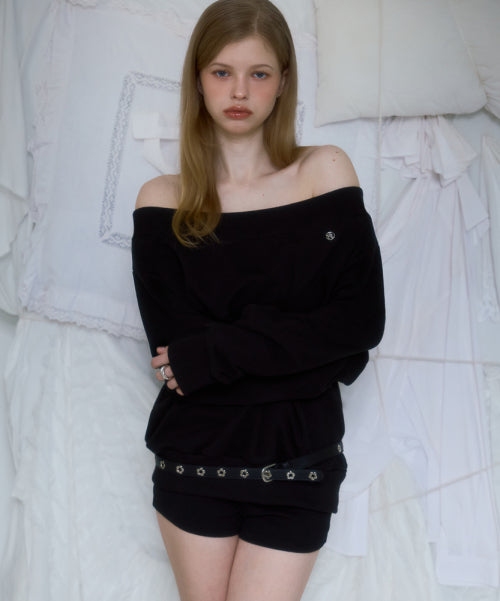 Off Shoulder Sweatshirt [Black]