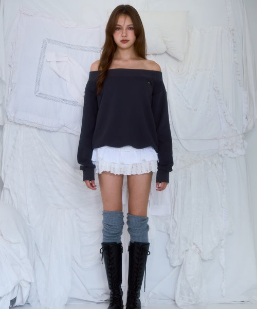 Off Shoulder Sweatshirt [Charcoal]