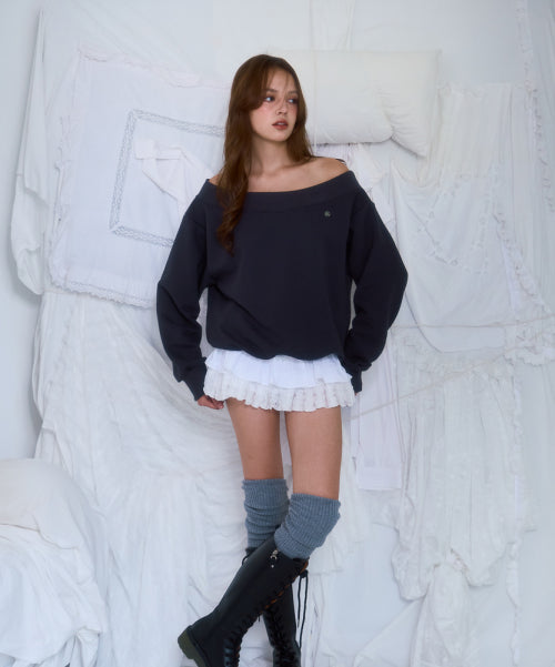 Off Shoulder Sweatshirt [Charcoal]