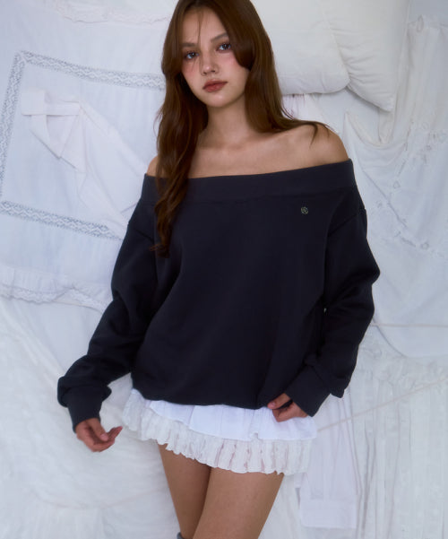 Off Shoulder Sweatshirt [Charcoal]