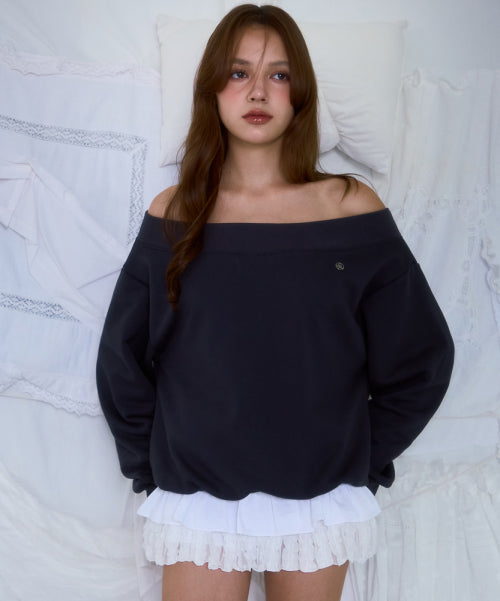 Off Shoulder Sweatshirt [Charcoal]