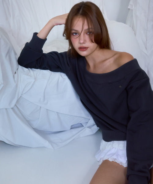 Off Shoulder Sweatshirt [Charcoal]