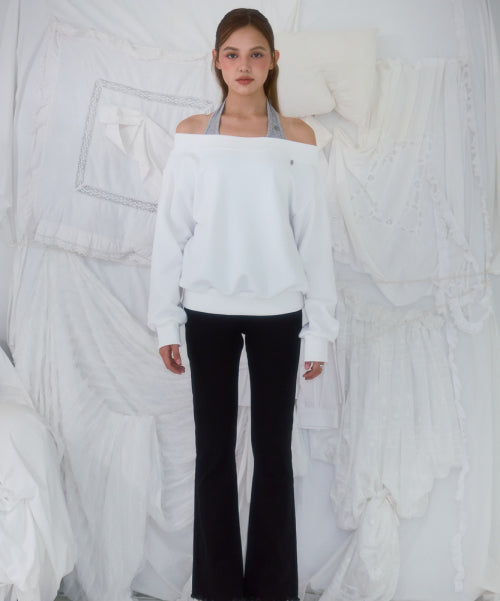 Off Shoulder Sweatshirt [Ivory]