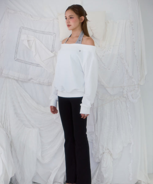 Off Shoulder Sweatshirt [Ivory]