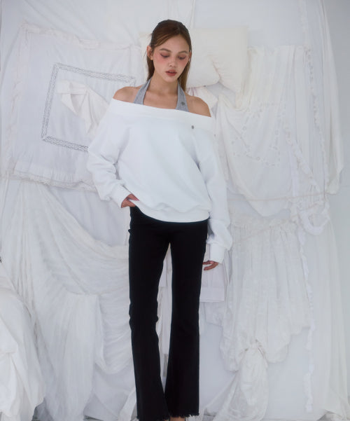 Off Shoulder Sweatshirt [Ivory]
