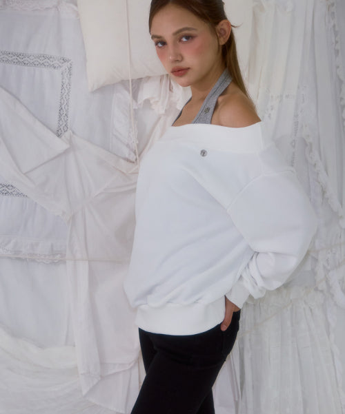 Off Shoulder Sweatshirt [Ivory]