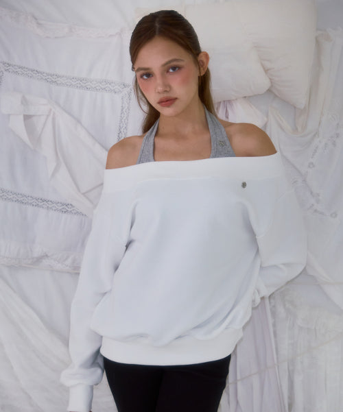 Off Shoulder Sweatshirt [Ivory]