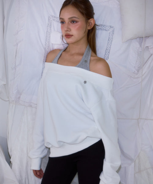 Off Shoulder Sweatshirt [Ivory]