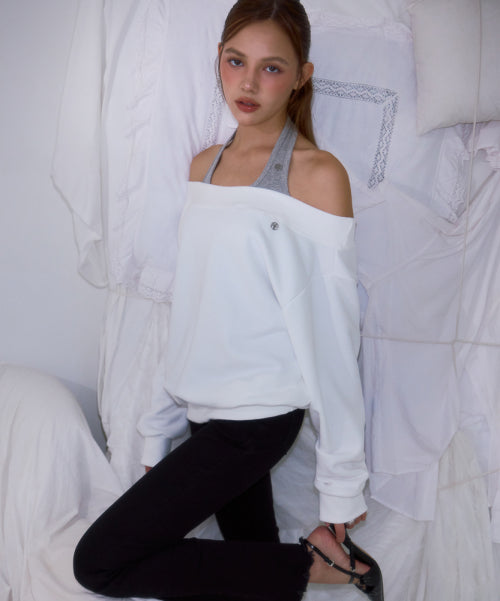 Off Shoulder Sweatshirt [Ivory]