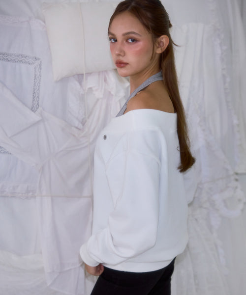 Off Shoulder Sweatshirt [Ivory]