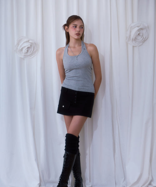 Soft Halter Sleeveless [Gray]