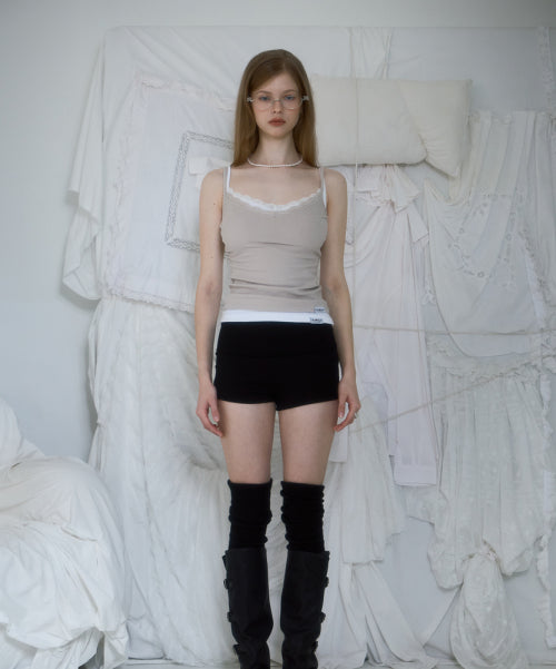 Lace Slim Sleeveless [Beige]