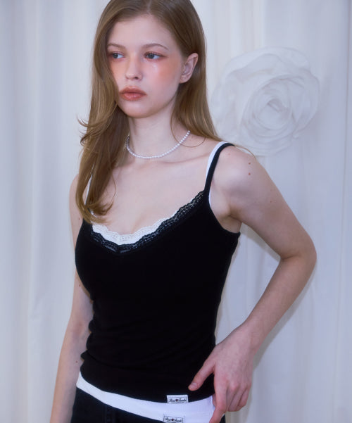 Lace Slim Sleeveless [Black]