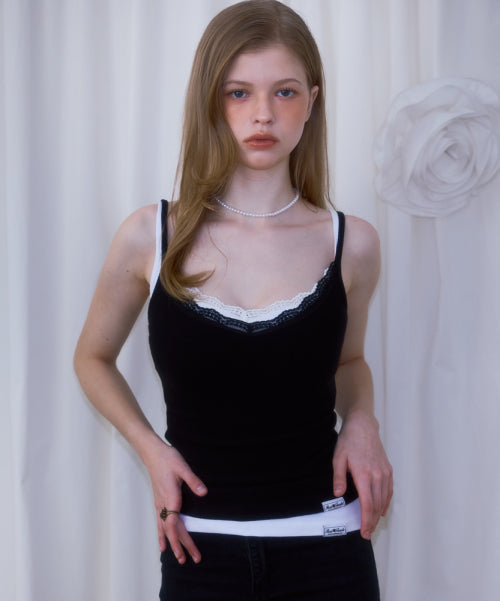 Lace Slim Sleeveless [Black]