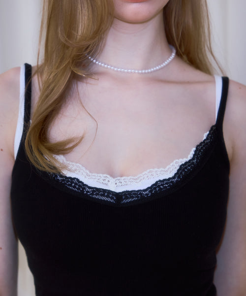 Lace Slim Sleeveless [Black]