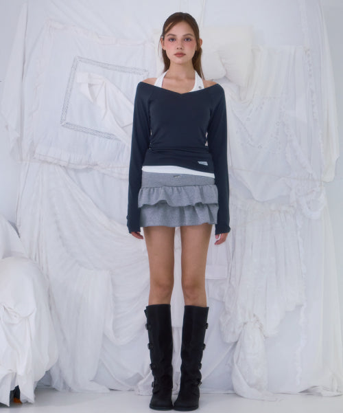 Cancan Sweat Mini Skirt [Gray]