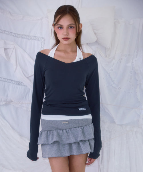 Cancan Sweat Mini Skirt [Gray]