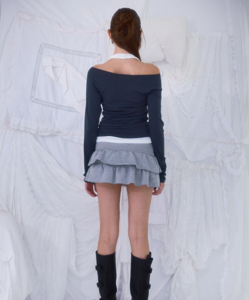 Cancan Sweat Mini Skirt [Gray]