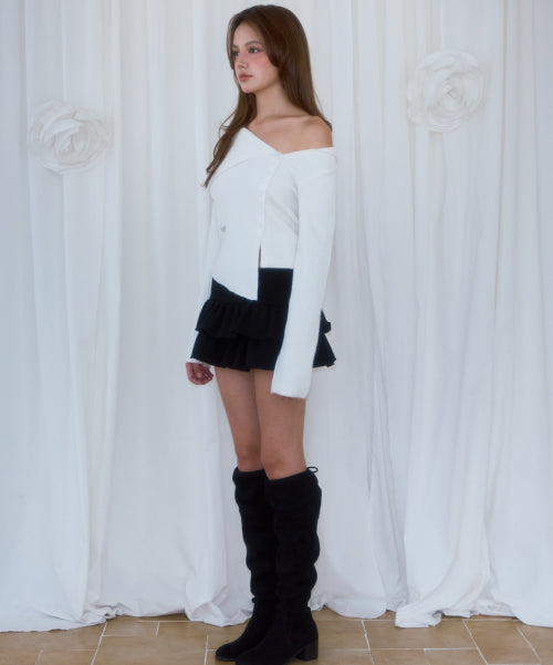 Cancan Sweat Mini Skirt [Black]