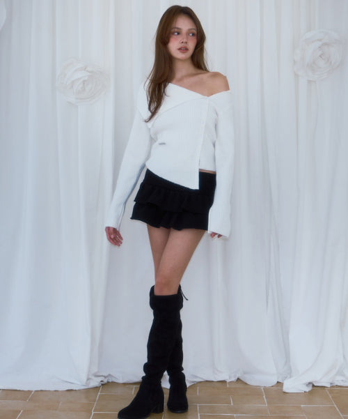Cancan Sweat Mini Skirt [Black]