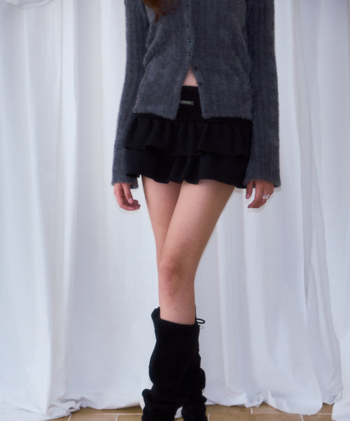 Cancan Sweat Mini Skirt [Black]
