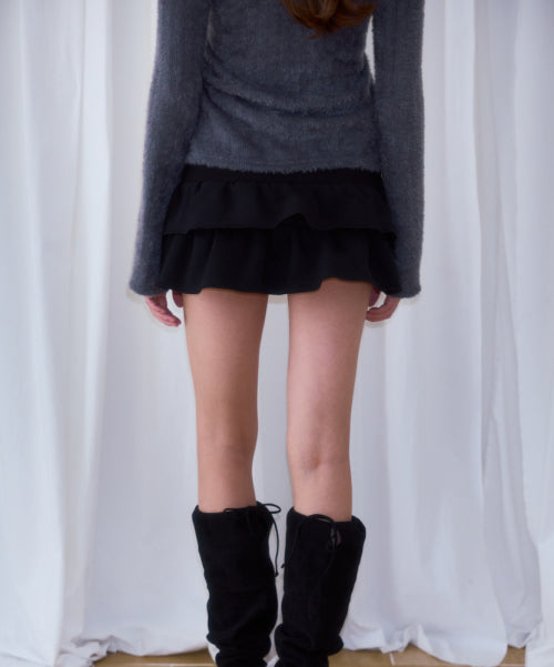 Cancan Sweat Mini Skirt [Black]