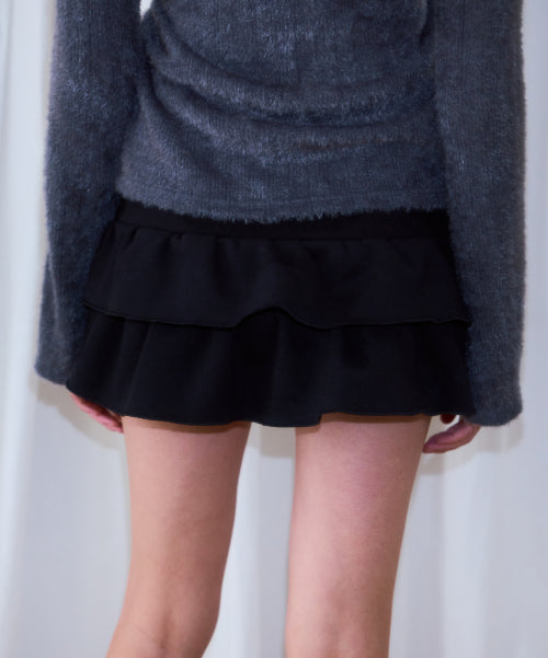 Cancan Sweat Mini Skirt [Black]