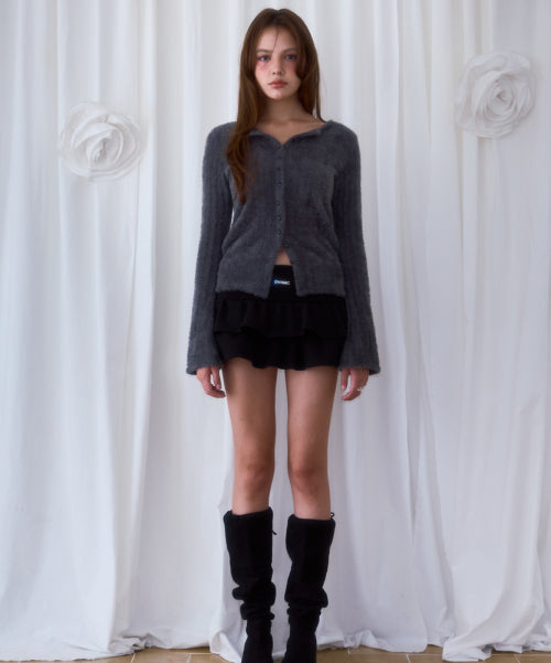 Cancan Sweat Mini Skirt [Black]