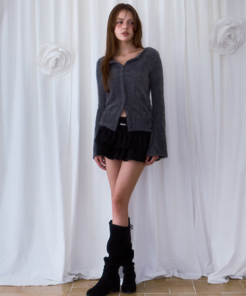 Cancan Sweat Mini Skirt [Black]