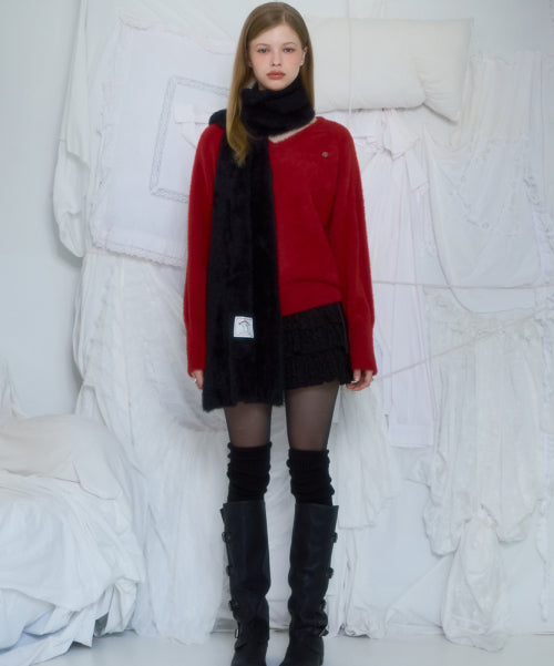 Cozy Fur Muffler [Black]