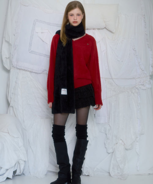 Cozy Fur Muffler [Black]