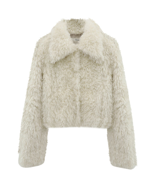 Collar Teddy Fur Jacket BLACK