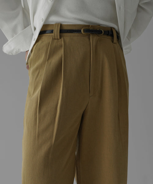 TWO TUCK COTTON WIDE PANTS [BEIGE]