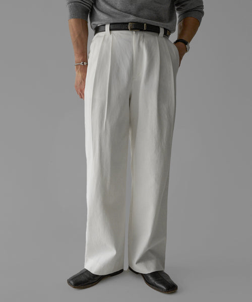 TWOTUCK COTTON WIDE PANTS [Ivory]