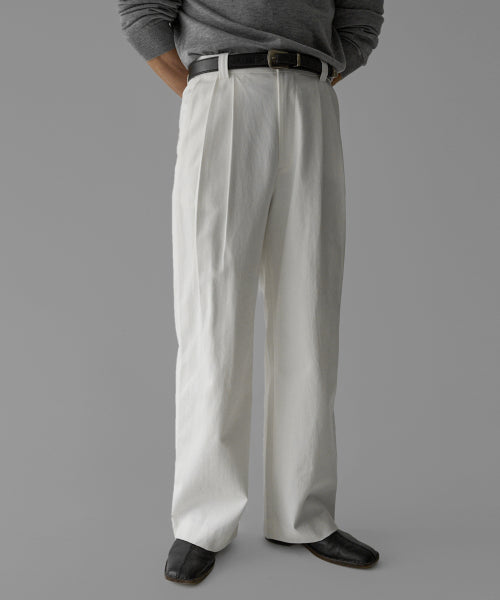 TWOTUCK COTTON WIDE PANTS [Ivory]