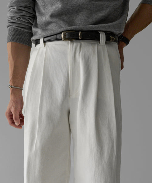 TWOTUCK COTTON WIDE PANTS [Ivory]