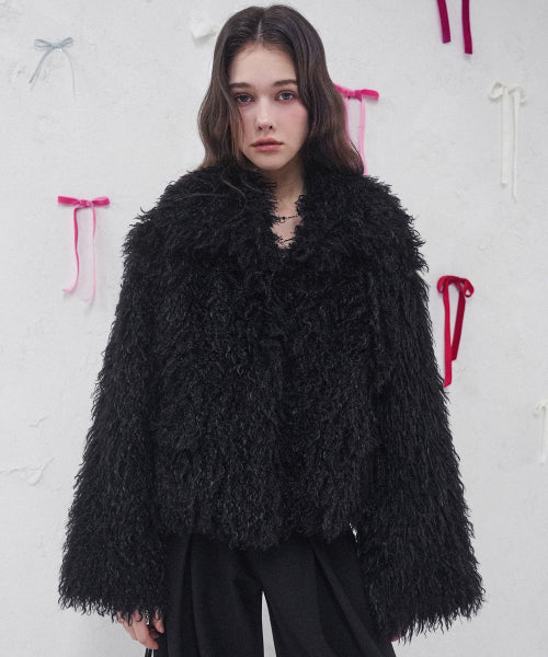 Misty Hairy Jacket BROWN