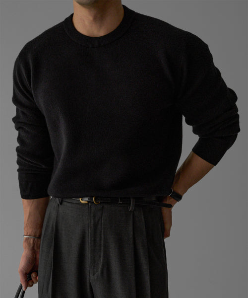 SOFT DOUBLE ROUND KNIT [BLACK]