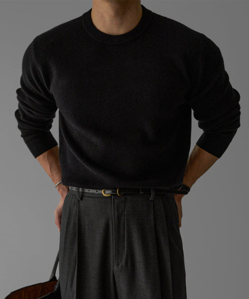 SOFT DOUBLE ROUND KNIT [BLACK]