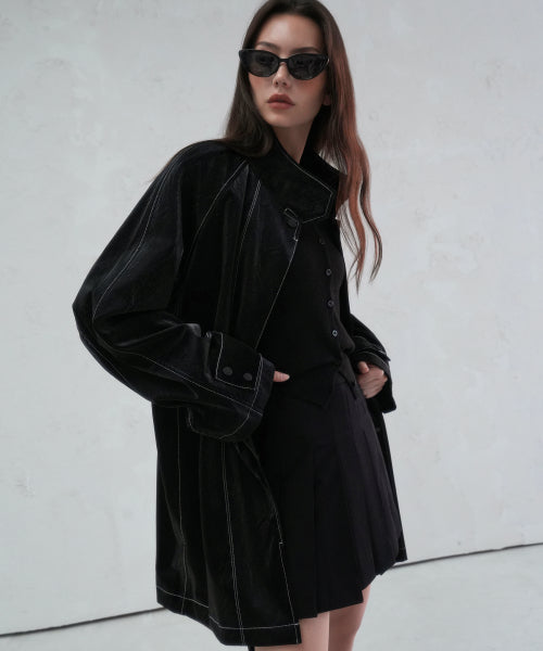 Angti Art Leather McCoat PINK