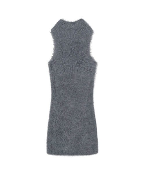 Shaggy Knit Dress Grey