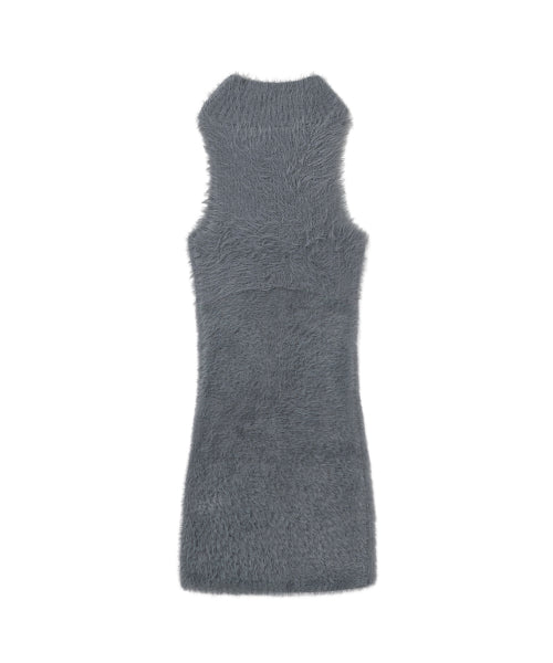 Shaggy Knit Dress Grey